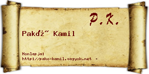Pakó Kamil névjegykártya